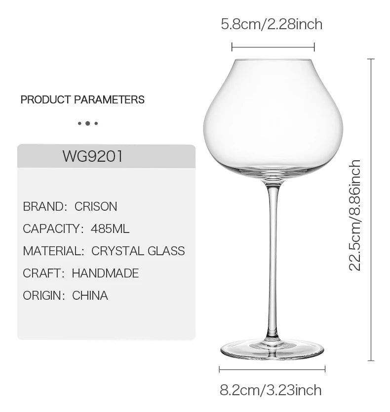 WG9201 CRISON France Upscale Burgundy Cup Crystal Handmade Extremely Thin Wine Glass Aroma Enlarge Goblet