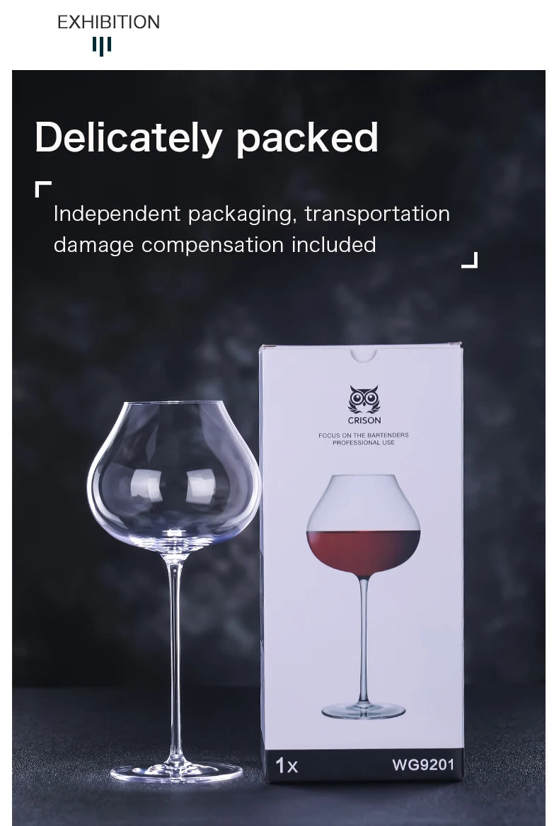 WG9201 CRISON France Upscale Burgundy Cup Crystal Handmade Extremely Thin Wine Glass Aroma Enlarge Goblet