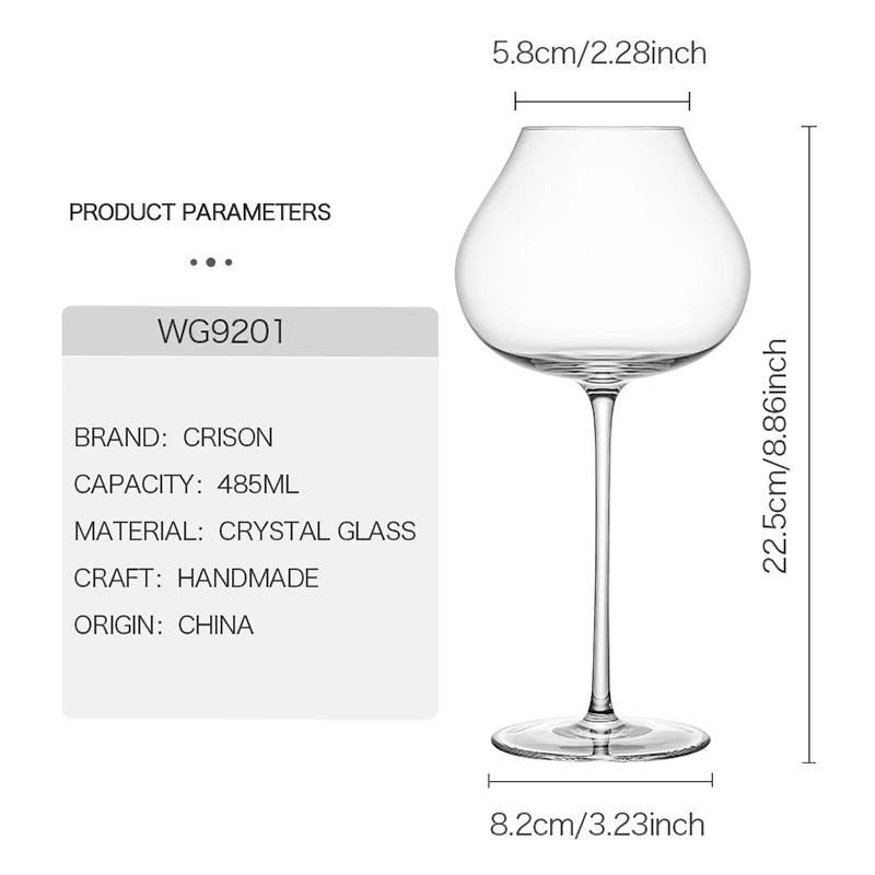 WG9201 CRISON France Upscale Burgundy Cup Crystal Handmade Extremely Thin Wine Glass Aroma Enlarge Goblet